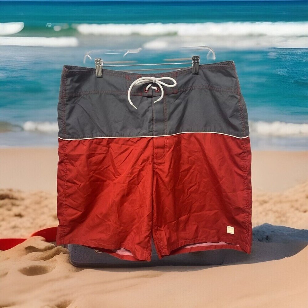 Mossimo Supply Co. Board Shorts Mens Size 38 Red & Gray Swim Shorts Surf Beach